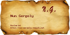 Nun Gergely névjegykártya